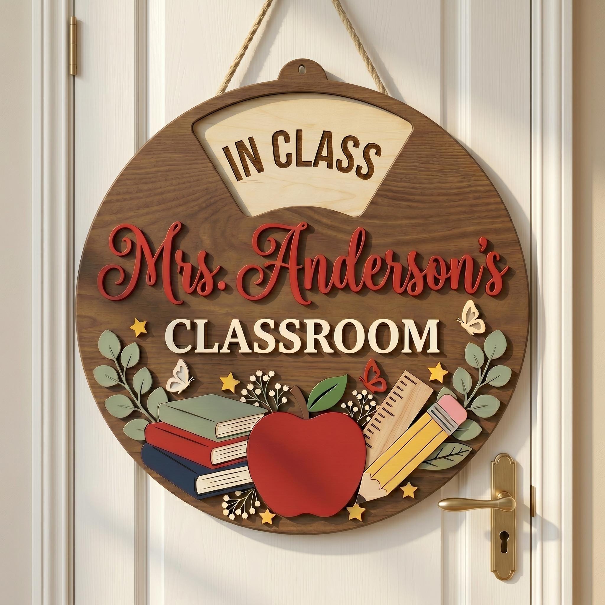 Personalized Classroom Door Sign, Rotating Teacher Name Sign, Custom ...