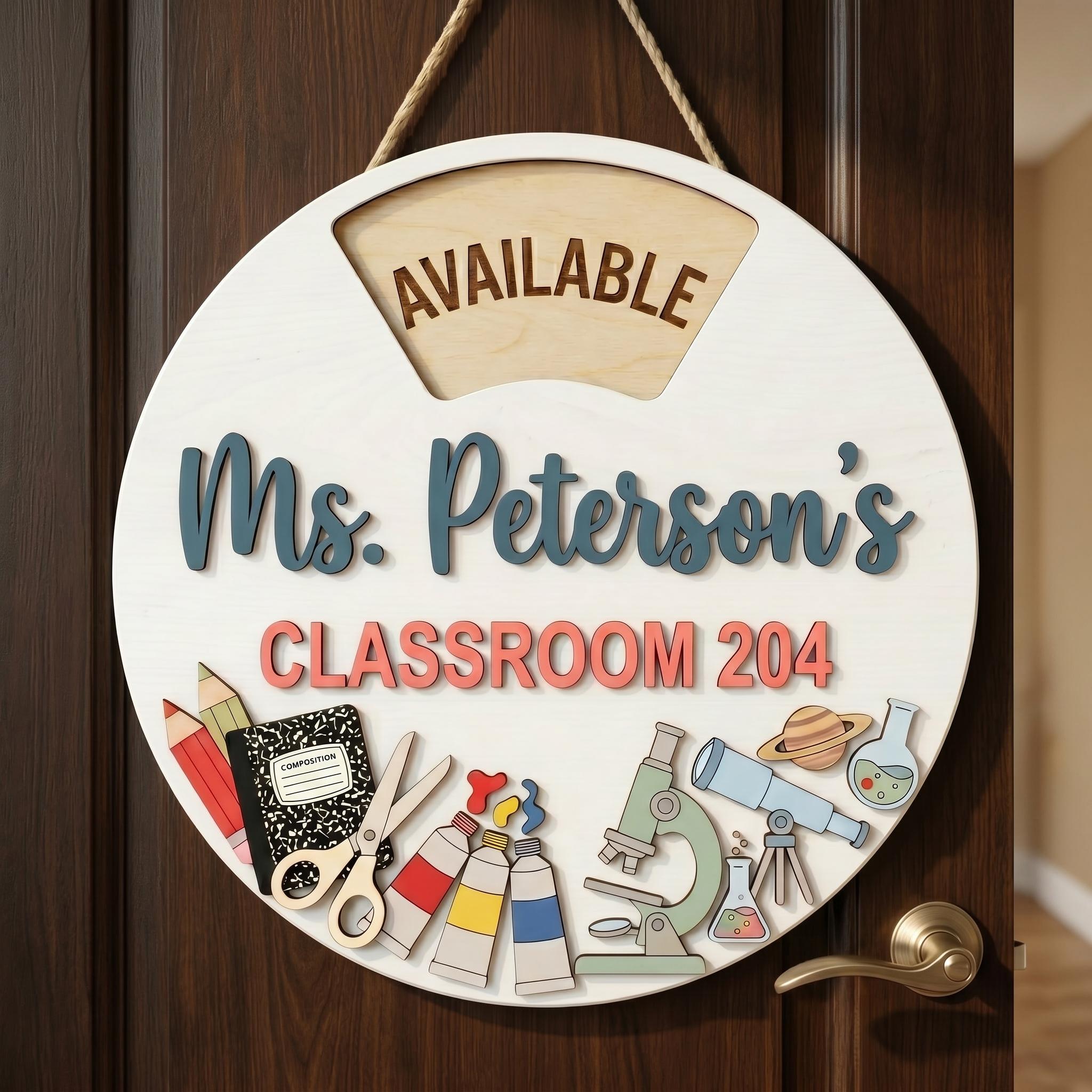Personalized Classroom Door Sign, Rotating Teacher Name Sign, Custom ...