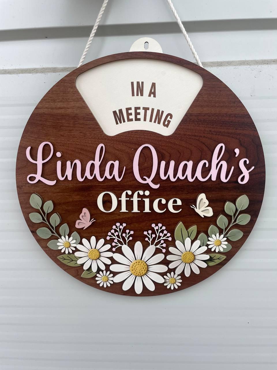 Custom Office Status Spinner Sign, Personalized Eucalyptus Door Decor ...