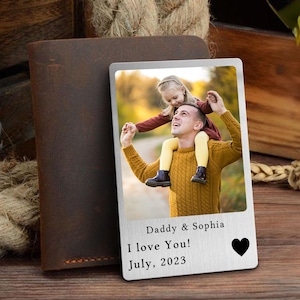Carte portefeuille photo en métal personnalisée pour papa, cadeau personnalisé pour la fête des pères pour mari, cadeau nouveau papa de bébé, insert de portefeuille souvenir pour lui