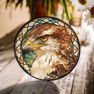 Bald Eagle Stained Glass Suncatcher, American Freedom Symbol, Patriotic Window Hanging, Wildlife Art Gift, Nature Lover Decor, USA Pride