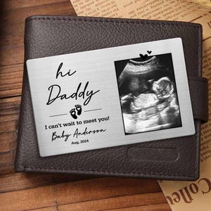 Aangepaste echografie fotoportemonneekaart voor papa, cadeau babyaankondiging, eerste Vaderdag echografie aandenken, zwangerschap onthullen voor papa