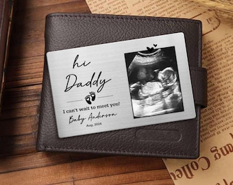 Tarjeta de bolsillo personalizada con foto de ecografía para papá, regalo para anunciar el nacimiento del bebé, recuerdo de la ecografía del primer Día del Padre, anuncio de embarazo para papá.