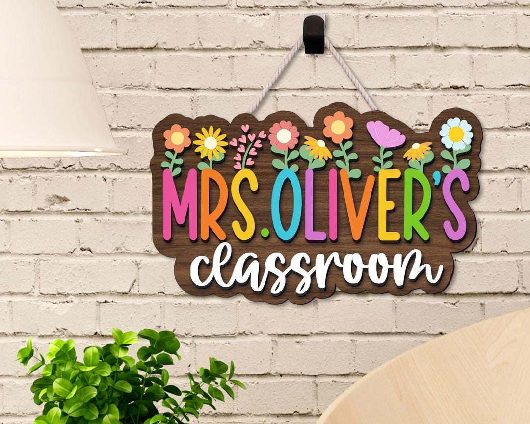Personalized Teacher Door Sign, Custom Classroom Welcome Decor, 3D ...