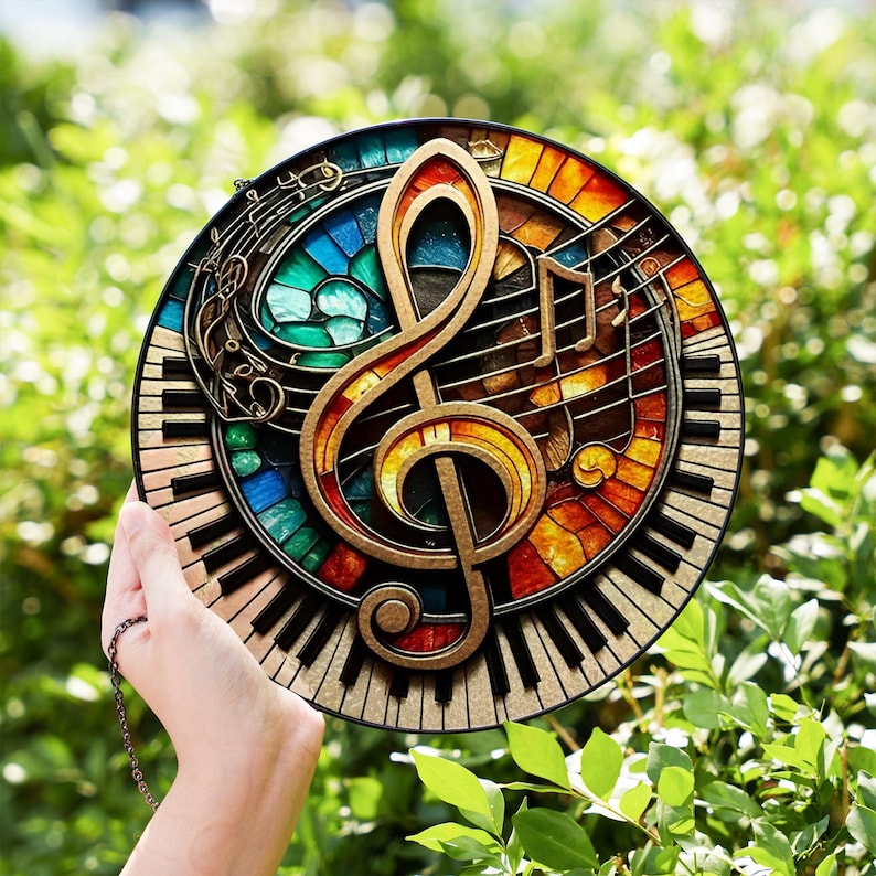 Musical Stained Glass Suncatcher, Ideal Gift for Musicians, Music ...