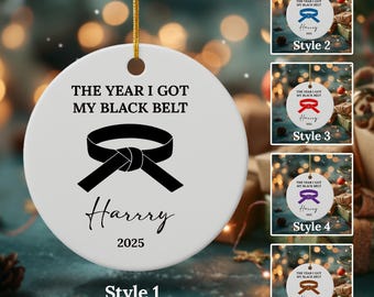 Personalized Karate Ornament, The Year I Got My Black Belt, Custom Martial Art Gift, Karate Lover Christmas Gift, Karate Black Belt Ornament