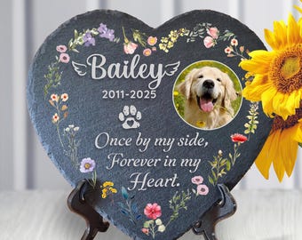 Personalisierter Haustier Gedenkstein mit Foto, Hunde- oder Katzengrabstein, benutzerdefinierter Haustier Kopfstein, Garten-Gedenktafel, Beileid für den Verlust von Haustieren