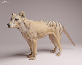 Tilacino, lobo/tigre de Tasmania / SIN PINTAR / impresión 3D en resina vegetal / Naturaleza / Vida salvaje / Miniaturas