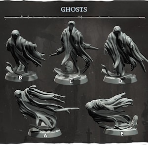 Ghosts | 32mm and more scales | plant-based resin 3d print | Dungeon and Dragons | Tabletop and Wargame Miniatures