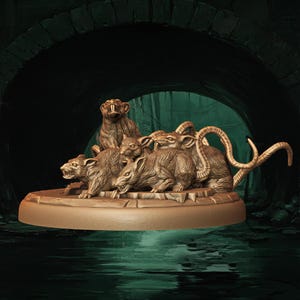 Rat Swarm | 32mm and more scales | plant-based white resin 3d print | Dungeon and Dragons | Tabletop and Wargame Miniatures
