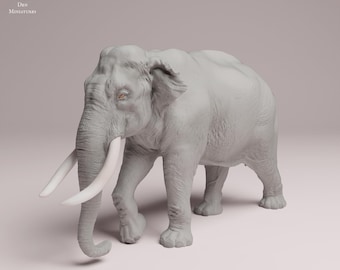 インドゾウの雄 | 未塗装 | 植物由来樹脂製3Dプリント | 自然 | 野生動物 | ディスプレイ用 | 彫刻 | ミニチュア