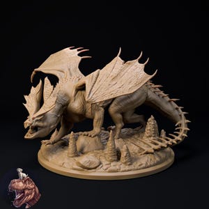 Cave Dragon | 32mm and more scales | plant-based white resin 3d print | Dungeon and Dragons | Tabletop and Wargame Miniatures