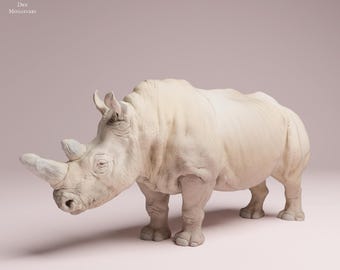 Northern White Rhino | UNPAINTED | plant-based resin 3d print | Nature | Wild Life | Display Piece | Sculpture | Miniatures