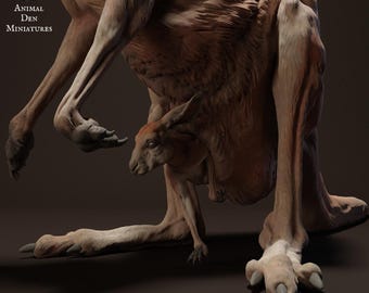 Red Kangaroo | UNPAINTED | plant-based resin 3d print | Nature | Wild Life | Display Piece | Sculpture | Miniatures