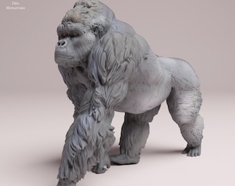 Eastern Lowland Gorilla | UNPAINTED | plant-based resin 3d print | Nature | Wild Life | Display Piece | Sculpture | Miniatures