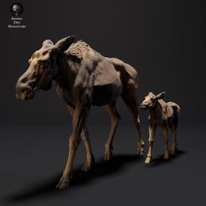 Moose Female and Calf | UNPAINTED | plant-based resin 3d print | Nature | Wild Life | Display Piece | Sculpture | Miniature
