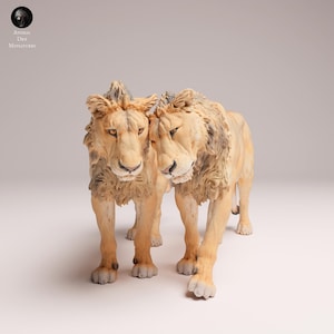Savannah Lion Sub-Adults Cuddle | UNPAINTED | plant-based resin 3d print | Wild Life | Display Piece | Sculpture | Miniatures
