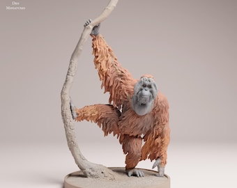 スマトラオランウータン | 未塗装 | 植物由来樹脂 3D プリント | 自然 | 野生動物 | 展示品 | 彫刻 | ミニチュア