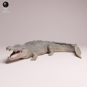 Saltvattenkrokodil | Omålad | växtbaserat harts 3D-tryck | Natur | Vilda djur | Utställningsobjekt | Skulptur | Miniatyrer
