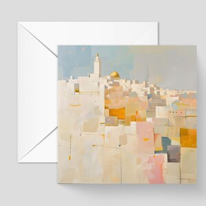 Modern Jewish Cards | Abstract Jerusalem 1 (X3 Cards Included)
