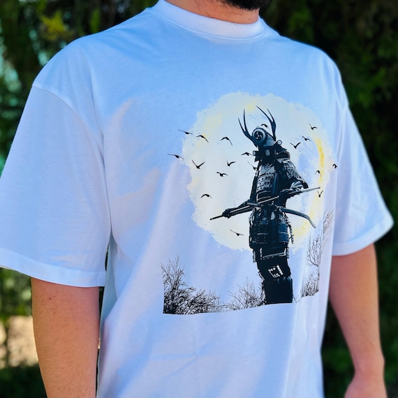 T-shirt Homme Samouraï Crâne MMA - Coton Prérétréci, Coupe Loose, Impression Graphique
