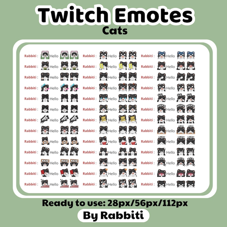 39 Cute Tuxedo Cat Emotes for Twitch, Youtube, Discord, Kick, Streaming ...