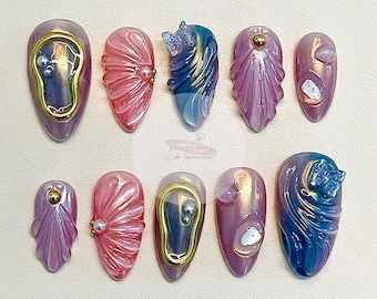Uñas postizas 3D, uñas de resina estilo Kawaii, uñas postizas únicas