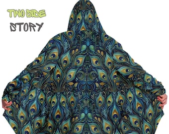 Vivid Colors Micro-fleece Psychedelic Hooded Cloak,Festival Rave Party Wear,EDM Festival Cape,Men's Rave Cape,Trippy Printed Festival Jacket