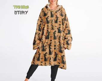 Unisex Halloween welche Katze Print Kuscheliger Hoodie, Gedruckte Kapuzendecke, Deckenärmel, Lounge Wear, Einzigartige, Neuheitsgeschenke, Geburtstagsweihnachtsgeschenk
