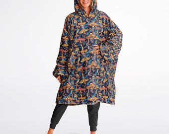 Sudadera reversible con capucha y mangas abullonadas, con estampado psicodélico de hongos mágicos, ropa de estar por casa, regalos divertidos de Navidad, ropa para festivales