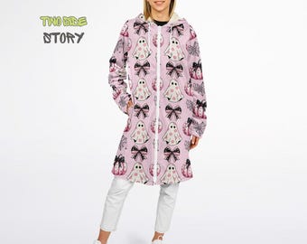 Chaqueta con cremallera de microfibra con estampado de lazo divertido de Halloween, capa con capucha estampada unisex, regalo creativo para él, regalo único, regalos de cumpleaños de Navidad