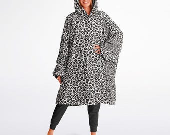 Bonita sudadera reversible con estampado de leopardo en blanco y negro Y2K, sudadera con capucha y mangas con estampado animal sexy, ropa de estar por casa, regalo de Navidad