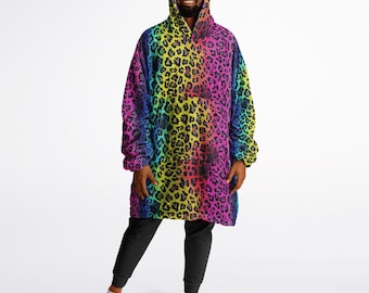 Sudadera unisex reversible con estampado de arcoíris, manta con capucha y mangas con la bandera del orgullo LGBTQ, sudadera con estampado integral