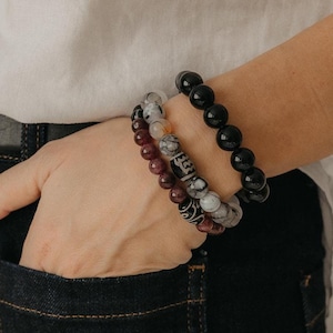 Braccialetto personalizzato con perline dzi di Nathal Chart, Braccialetto di nascita personalizzato, Gioielli da strega, Braccialetto con perline dzi, Citrino, Granato, Braccialetto con topazio