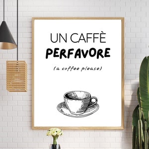 Italiaanse muurkunst met koffiethema voor thuis en café - Instant digitale download