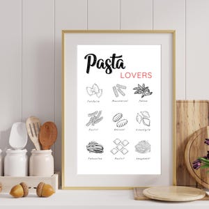 Printable Pasta Lovers Wall Art: Instant Download Decor for Home and Restaurant