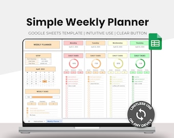 Google Sheets Weekly Planner – Daily Schedule - Planner Spreadsheets – Task Tracker