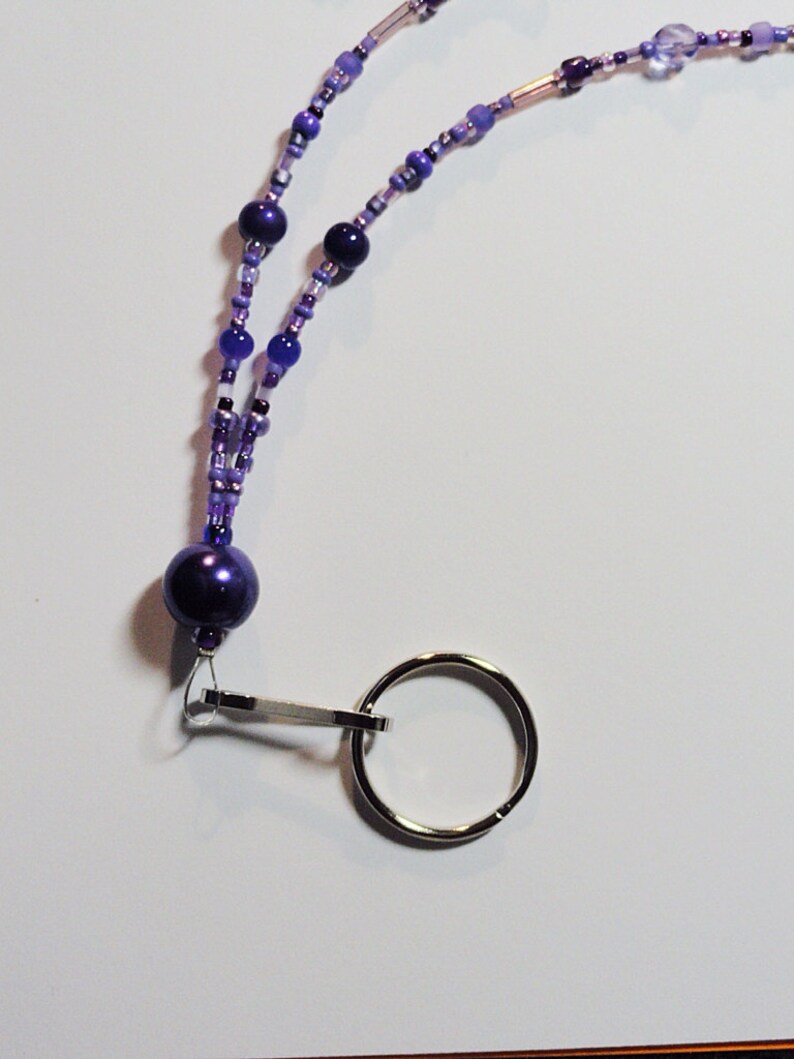 Beaded Lanyard, Purple, Handmade, Glass Beads, Lovely Etsy