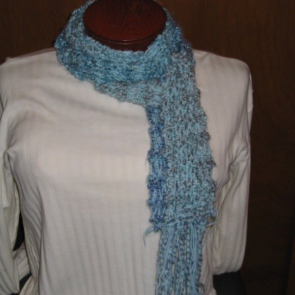 Extra Long Skinny Knit Scarf, Lariat, Cowel, Variety of Styles, Aqua/Turquoise