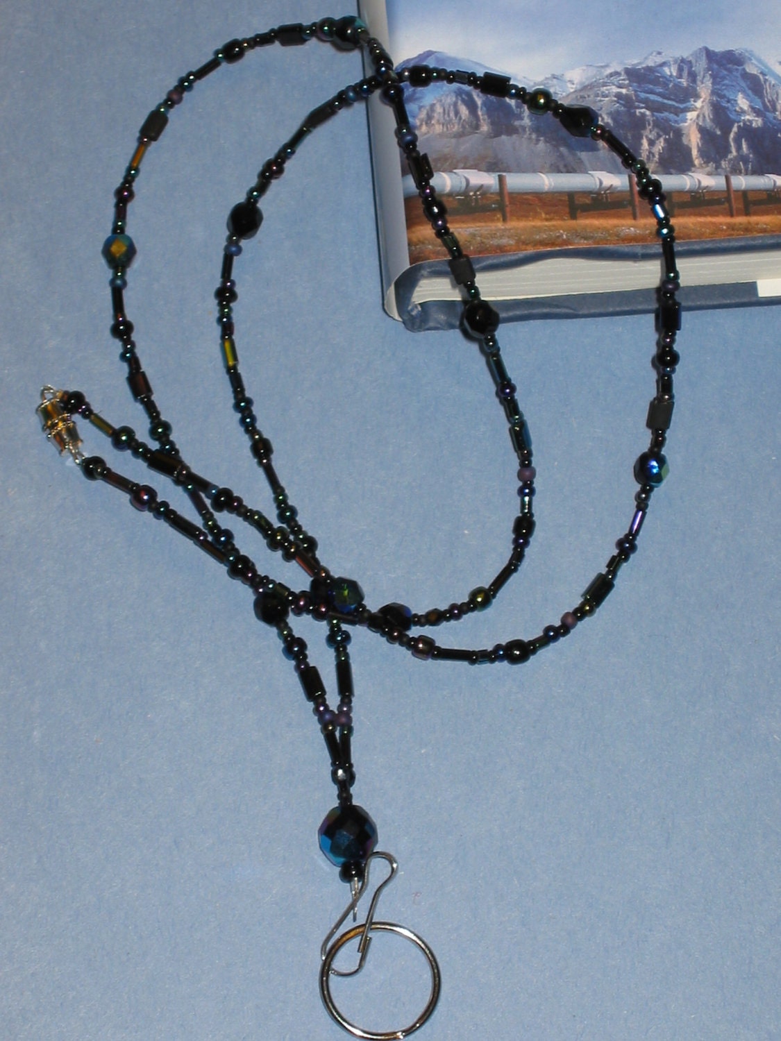 Beaded Lanyard Black Glass Beads Lovely - Etsy