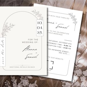 Minimalist Save the Date Wedding Invitation Template, Wedding Save the Date, Save the Date Invite, Digital Download Editable Template