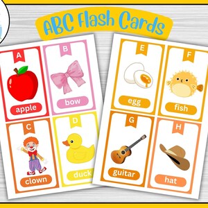 ABC Flash Cards, educatieve kaarten, A-Z kaarten, Leer ABCs, Alfabet Flashcards, Kinderen leren, Montessorikaarten, Digitale Download
