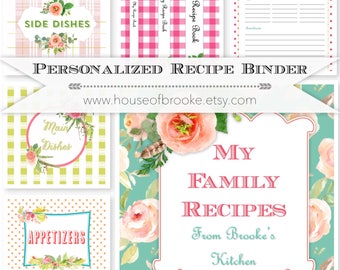 Printable Custom Recipe Binder, Personalized Recipe Organizer, Recipe Planner, Recipe Binder