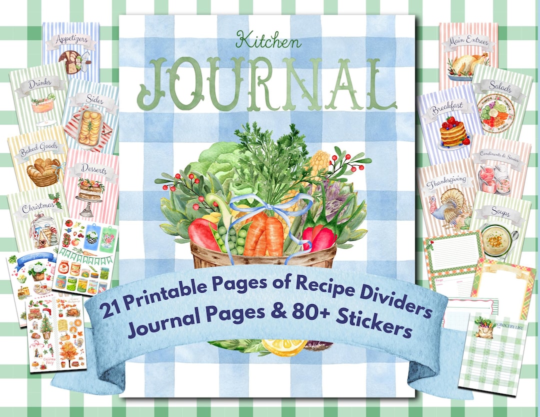 Printable Recipe Binder Kit, Kitchen Journal, Recipe Organizer, Recipe ...