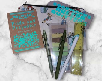 Book Annotation Kit: Highlighter, Tabs, Pen & Notebook