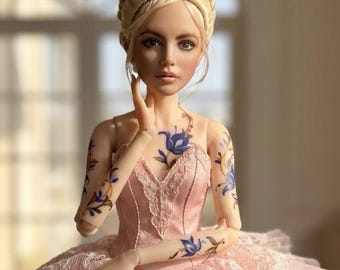 Ready to ship OOAK unique artist BJD doll Stella with tattoos.