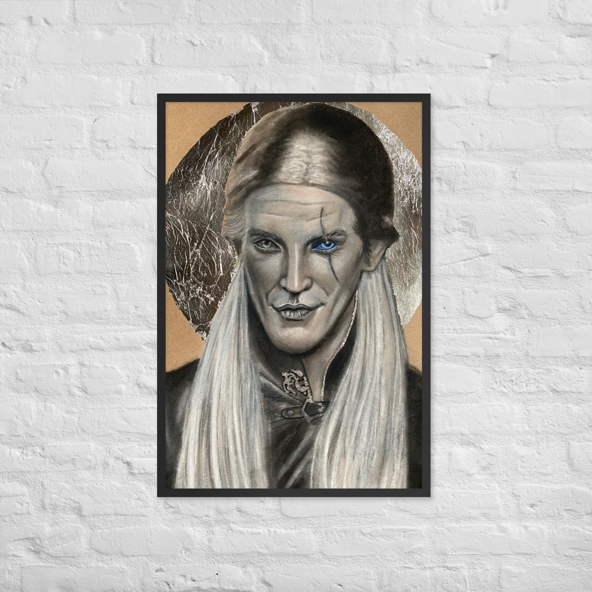 Drawing of White Prince. Charcoal painting of Ewan Mitchel. Ewan Mitchel. House of the dragon. Size A3