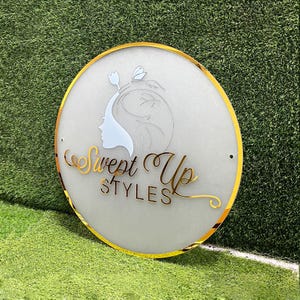 Acryl Salon Logo Schild, Benutzerdefinierte 3D Acryl Salon Dekor, Benutzerdefiniertes Logo Business Tür und Wandschild, Small Business Acrylschild