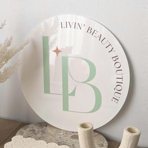 Benutzerdefiniertes rundes Boutique-Logo-Zeichen | Personalisiertes 3D-Schild | Kleines Business Logo Schild | Acryl Geschäft Beschilderung | Salon Zeichen