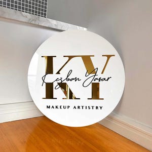 Acrylic Custom Logo Sign | Custom 3D Acrylic Business Salon Decor Sign | Round Business Logo Sign | Acrylic Business Signage | Salon Sign